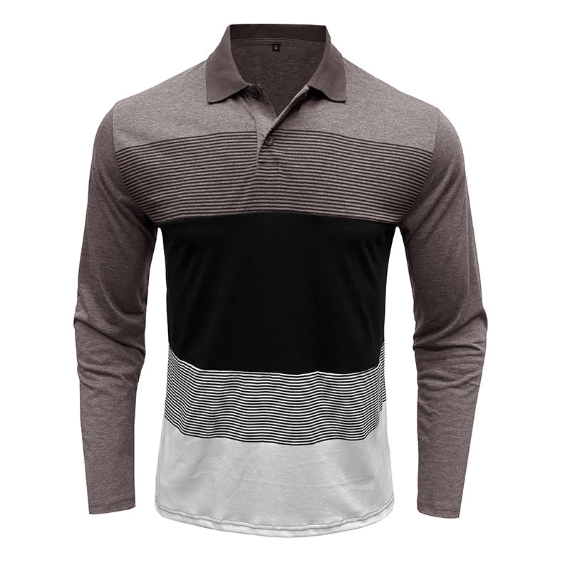 Herrer Langærmet Poloshirt med moderne stribemønster og komfortabel pasform Stilla