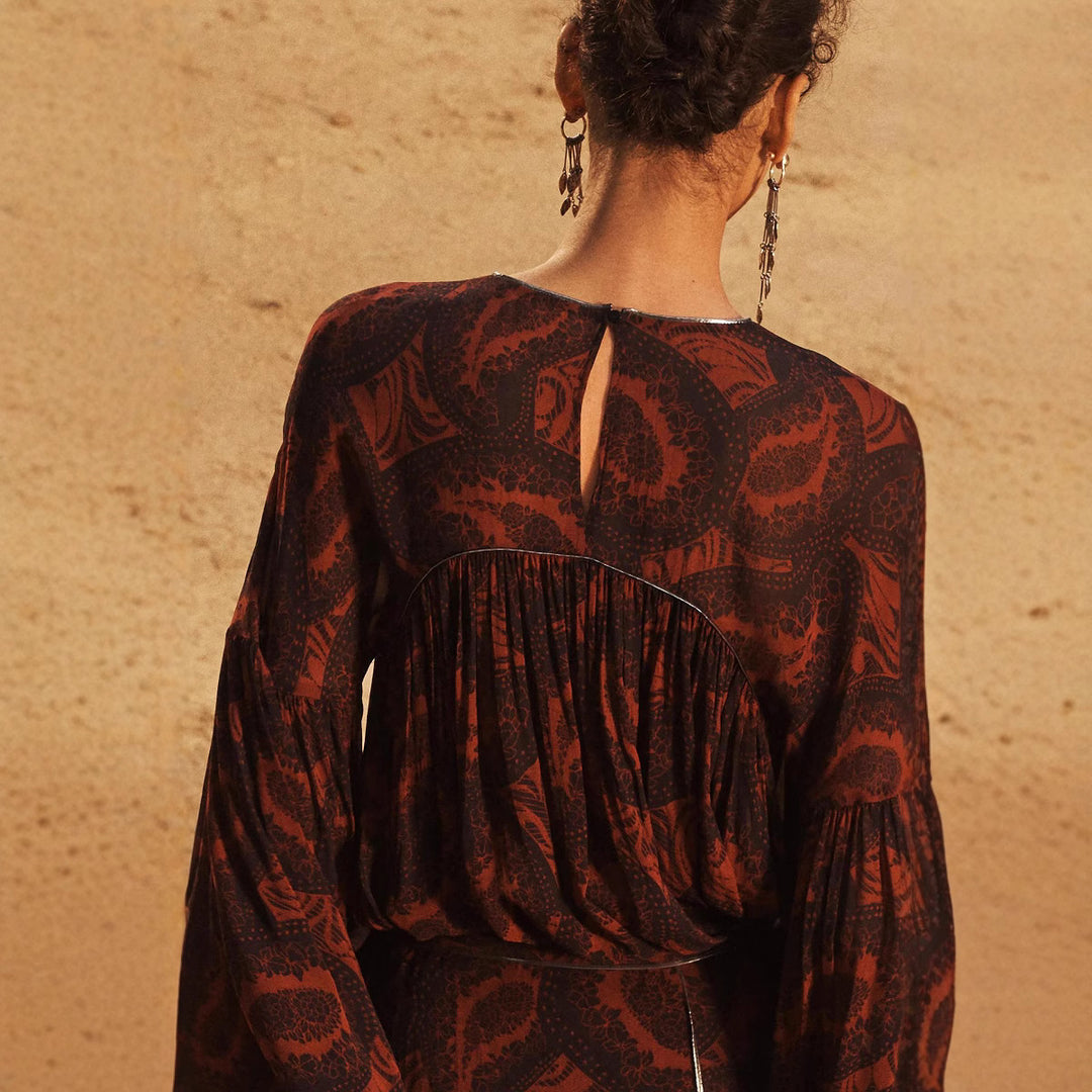 Femme Maxi-nederdel med elegant paisley-trykt Stilla