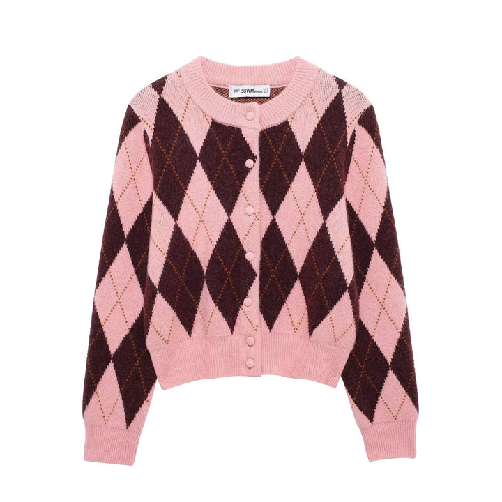 Dame Argyle mønstrede strikcardigan Stilla