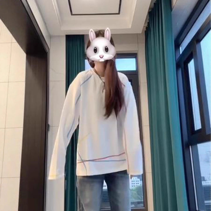 Kvinders afslappede langærmet skjorte med farverig accent Stilla