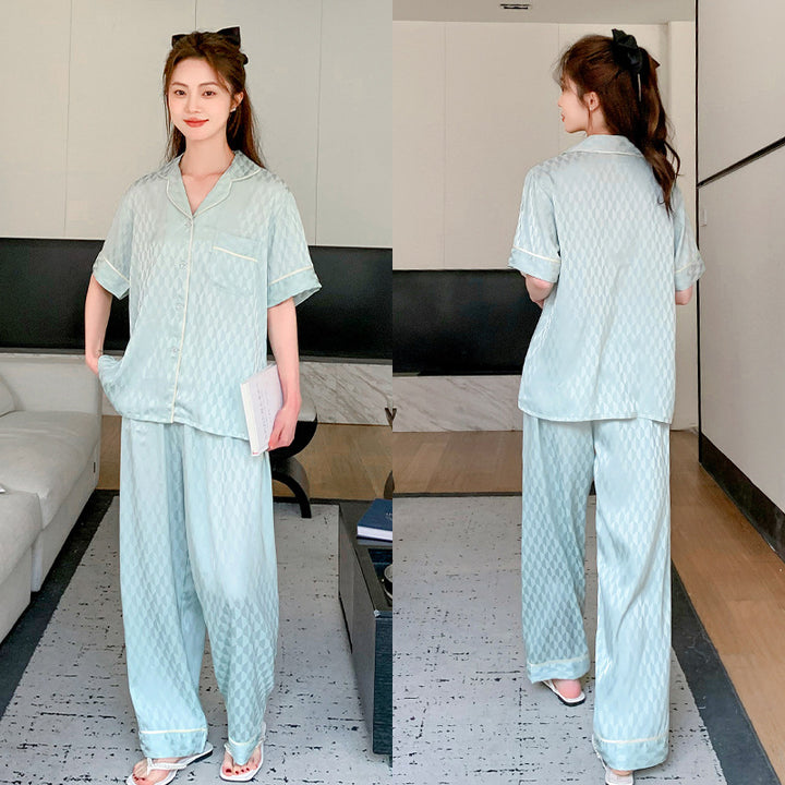 Dame Satin Pyjamasæt med attraktivt diamantmønster Stilla