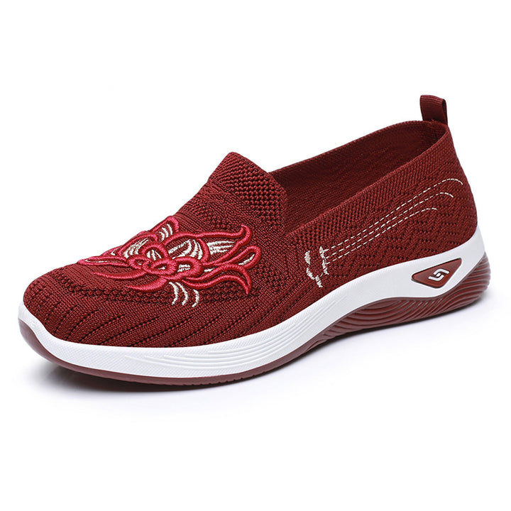 Femme Broderet Slip-On Komfort Sneakers med Fleksibelt Strikket Overdel Stilla