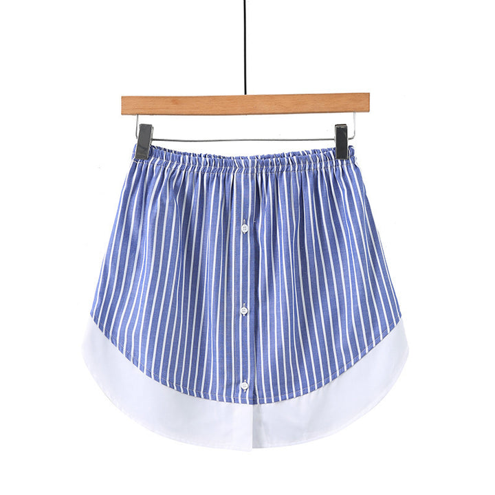 Dame skjorte bluse med stribet design og asymmetrisk snit Skovae