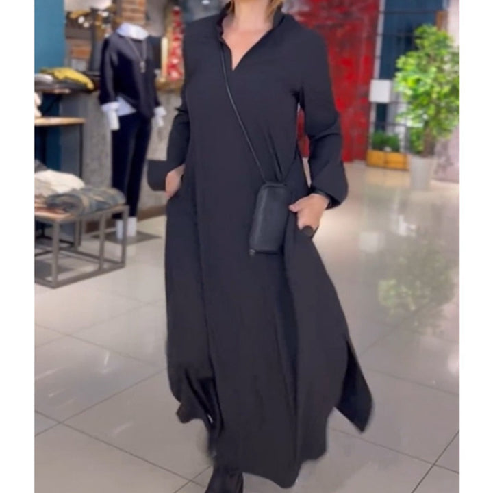 Dame Maxikjole i moderne skjorte stil med praktiske lommer og elegante detaljer Stilla
