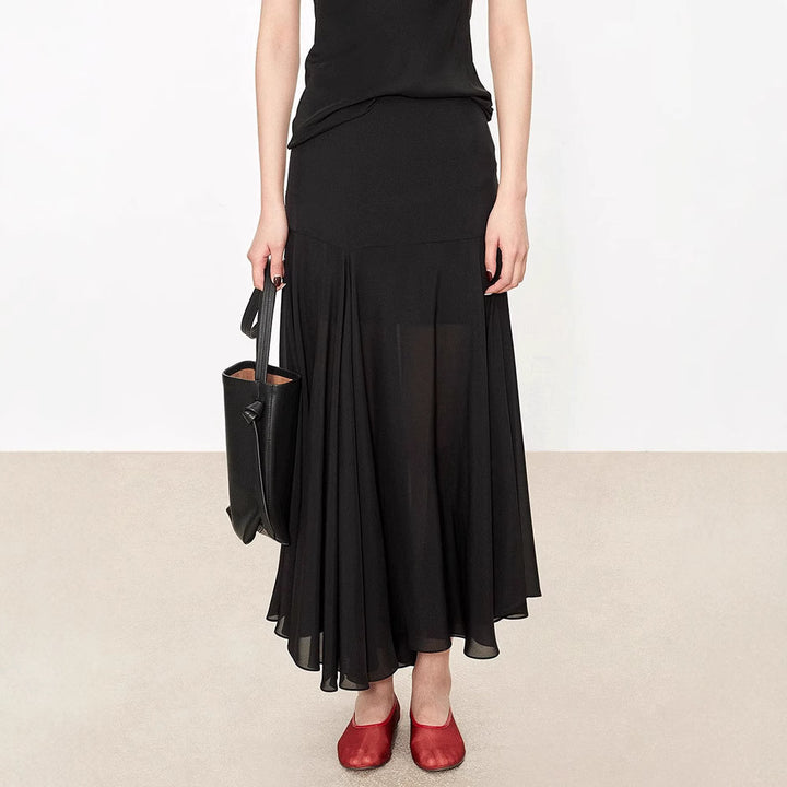 Kvindernes elegante maxi nederdel med asymmetrisk snit Stilla
