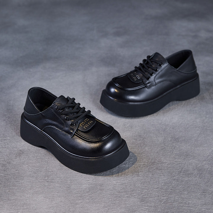 Dame Chunky Platform Oxford Sko med strukturerede detaljer Stilla