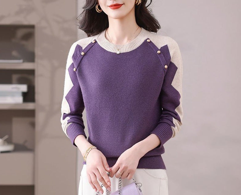 Dame casual sweater med iøjnefaldende applikationer Stilla