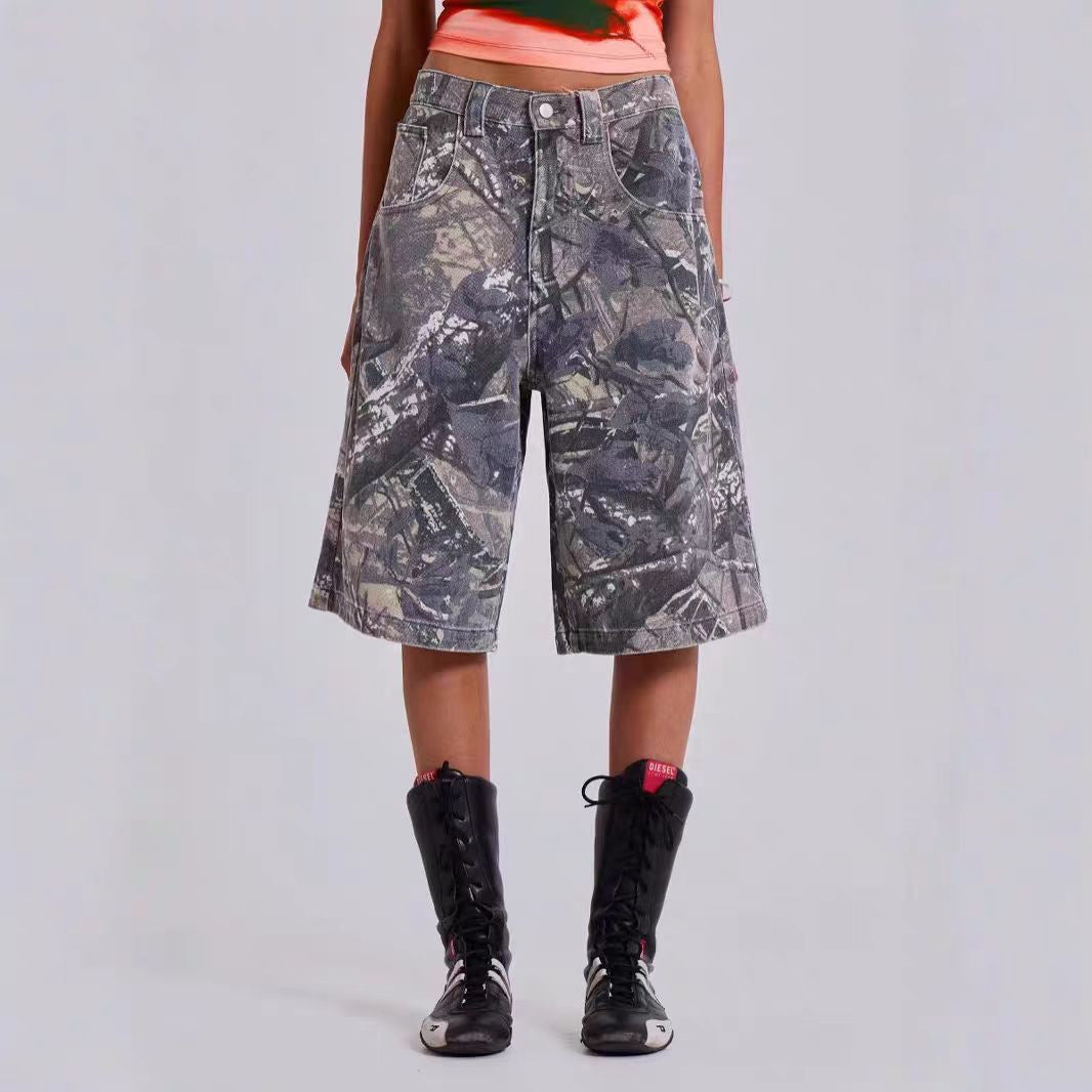 Damernes Stilfulde Camouflage Cargo Shorts Stilla