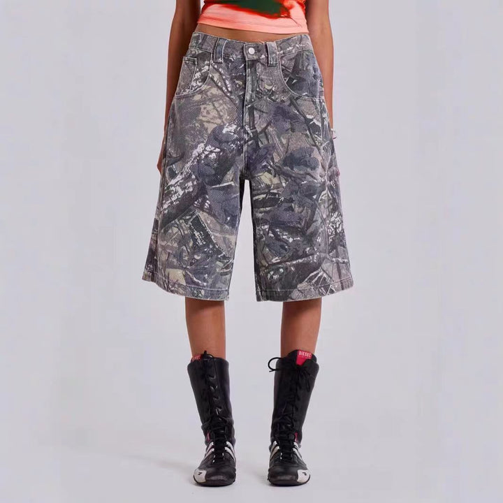 Damernes Stilfulde Camouflage Cargo Shorts Stilla
