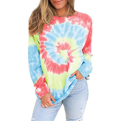 Dame løs sweatshirt med hypnotiserende tie-dye-mønster Stilla