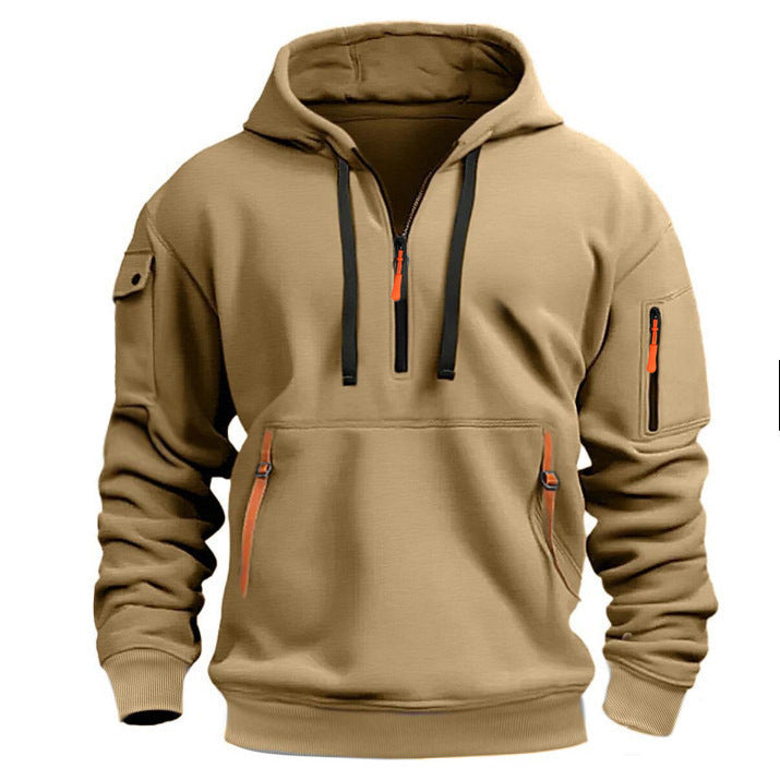 Herre hoodie med praktiske lynlåslommer Skovae