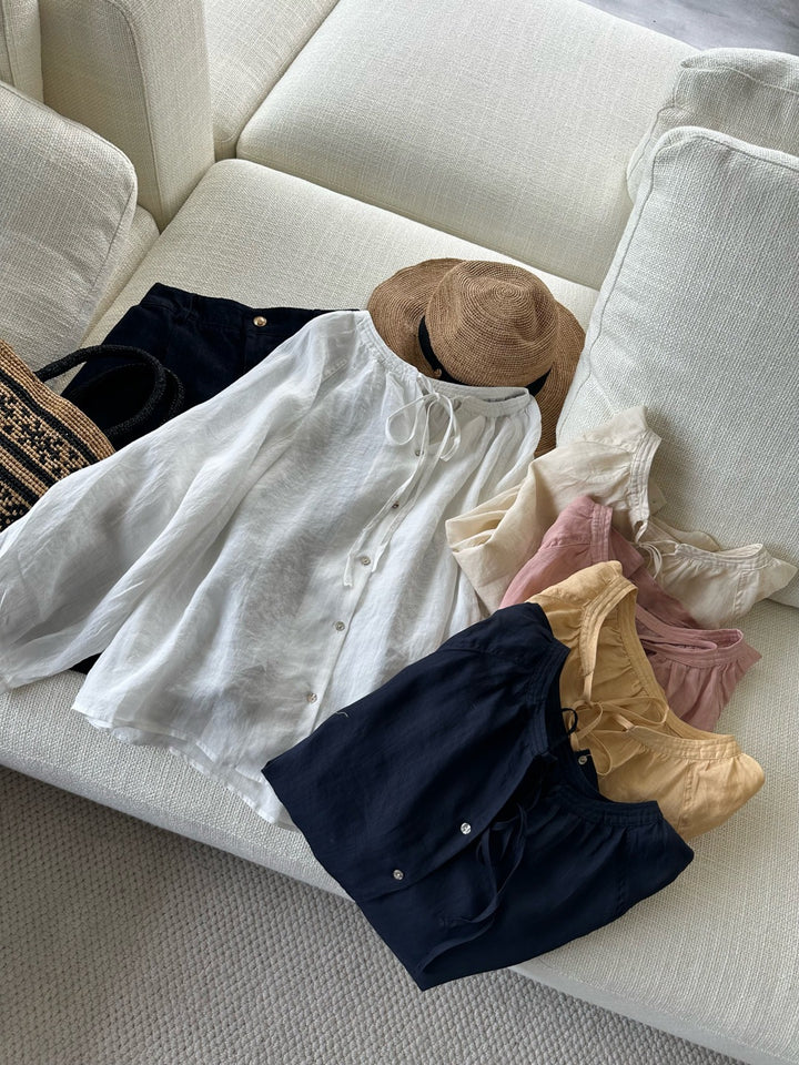 Femme Stilfuld Langærmet Bluse med Bindebælte-Detail Stilla