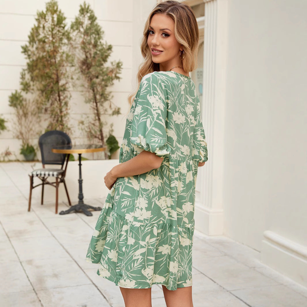 Dame Floral Gradient Mini Kjole Stilla