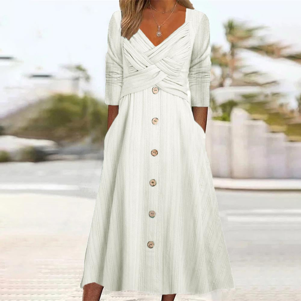 Dame Button-Down Maxi Kjole med krydset overdel Detalje Stilla