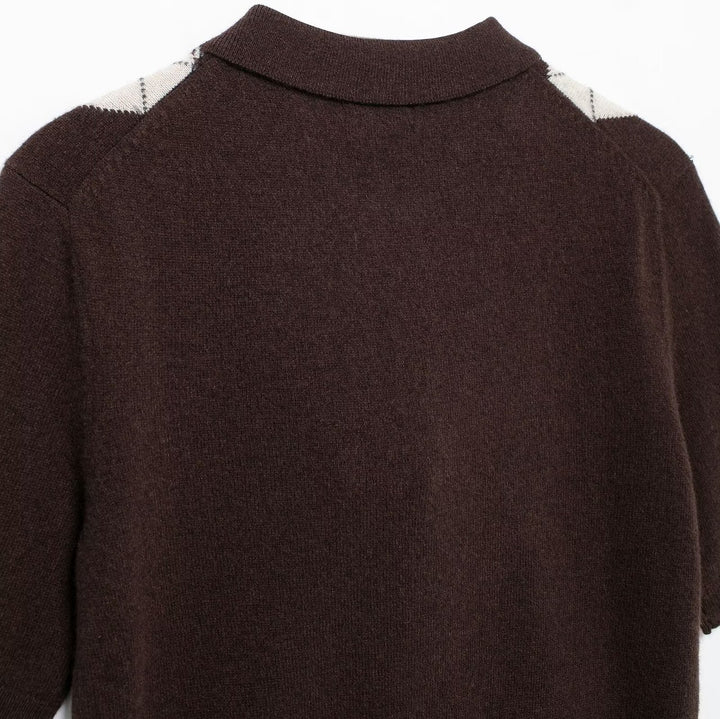 Femme Korte ærmer Argyle Strik Polo-Shirt Stilla