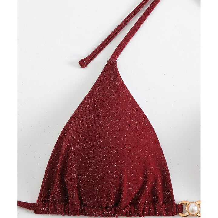 Dame triangel-bikini med glitrende stof og justerbare stropper Stilla