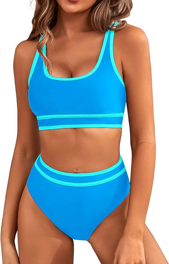 Dame Sporty Bikini-sæt med høj talje og brede stropper Stilla