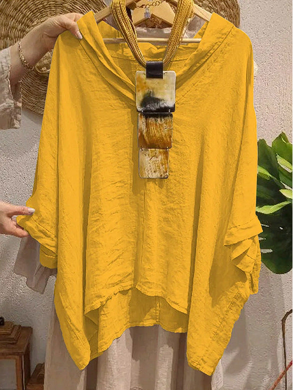 Dame afslappet oversized bluse med hætte og løs pasform Stilla