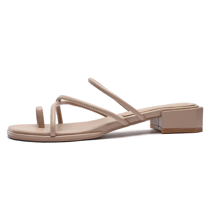 Femme Strappy Block Heel Slide Sandaler Stilla
