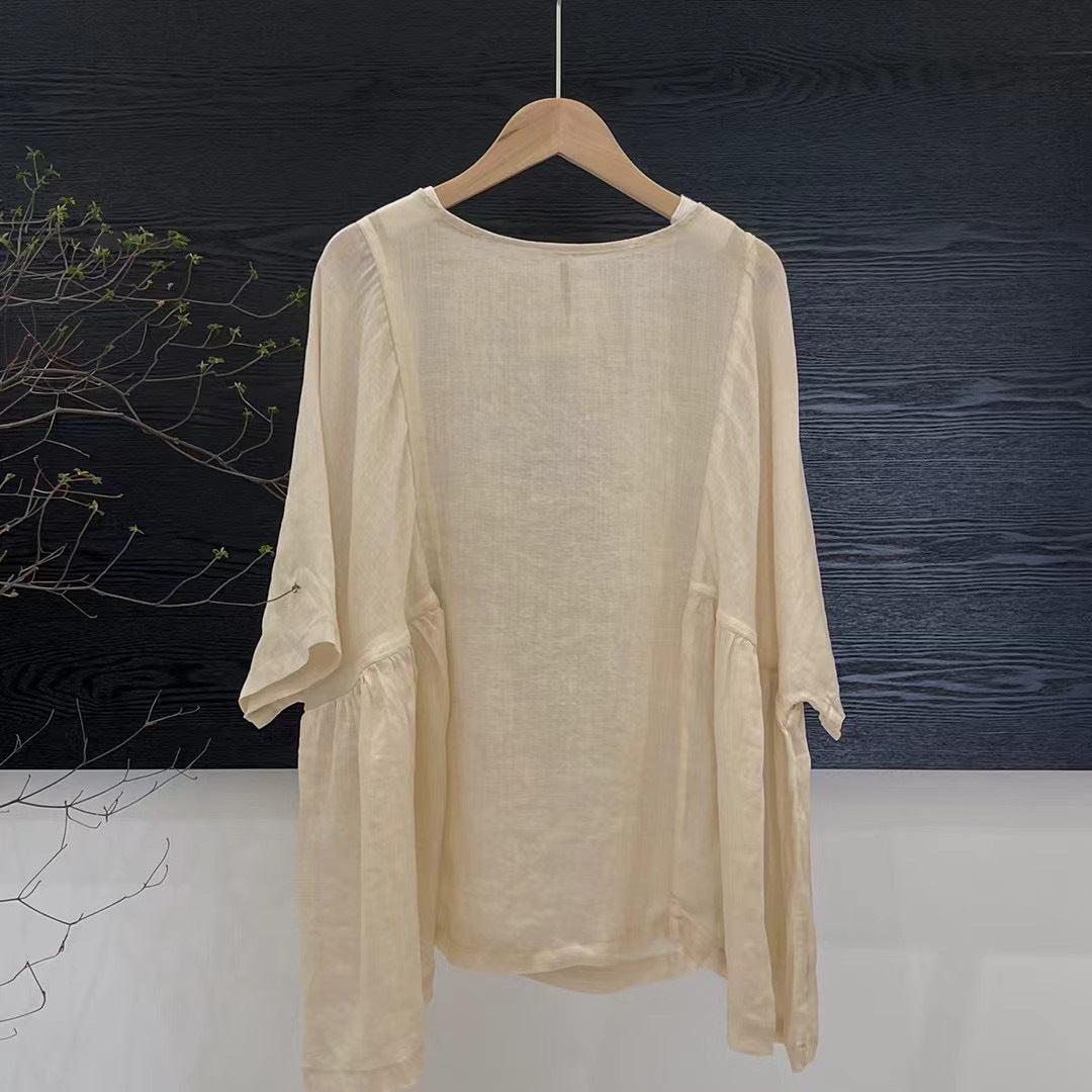 Femme Flydende Lag Leinen Top Stilla
