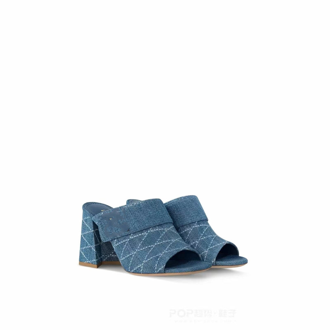 Femme Open-Toe Chunky Heel Mules Stilla