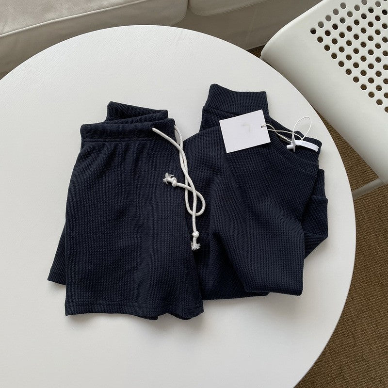 Femme Vaffelstrik Afslappet Loungewear Sæt Stilla