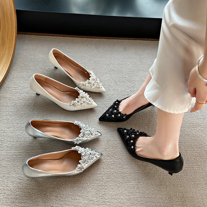 Dame Dekorative Florale Pyntet Kitten Heels Stilla
