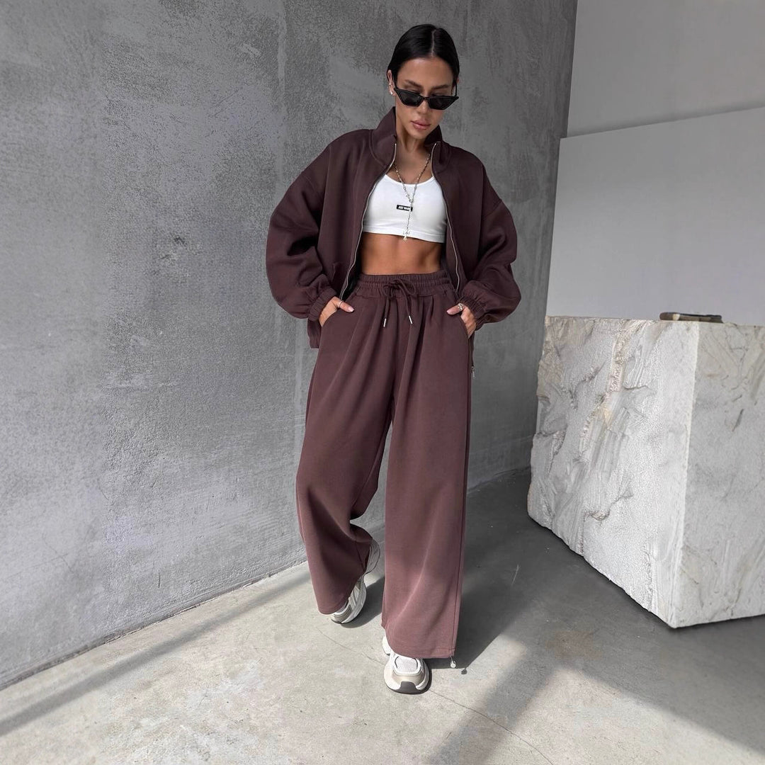 Dame sporty oversized lounge sæt med elastisk linning Skovae