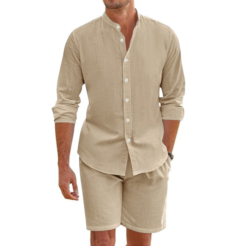 Herrer elegant fritidssæt med kortærmet skjorte og shorts Stilla