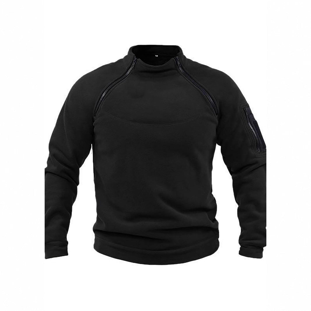 Herrer fleece-pullover med moderne ståkrave og praktiske lynlåslommer Stilla