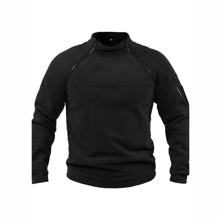 Herrer fleece-pullover med moderne ståkrave og praktiske lynlåslommer Stilla