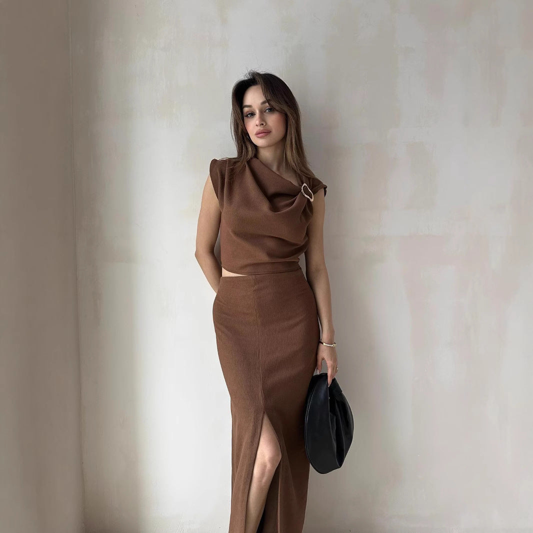 Dame Elegant Slids-Hem Maxi-Kjole Stilla