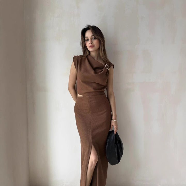 Dame Elegant Slids-Hem Maxi-Kjole Stilla