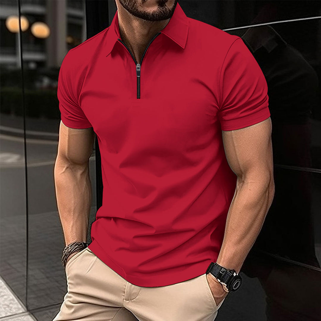 Herre Moderne Zip-Up Performance Polo-Skjorte Stilla