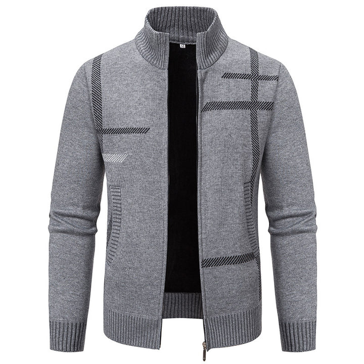 Herrer Strukturstrik Zip-Up Cardigan Pullover Stilla