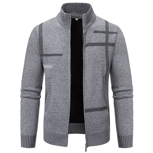Herrer Strukturstrik Zip-Up Cardigan Pullover Stilla