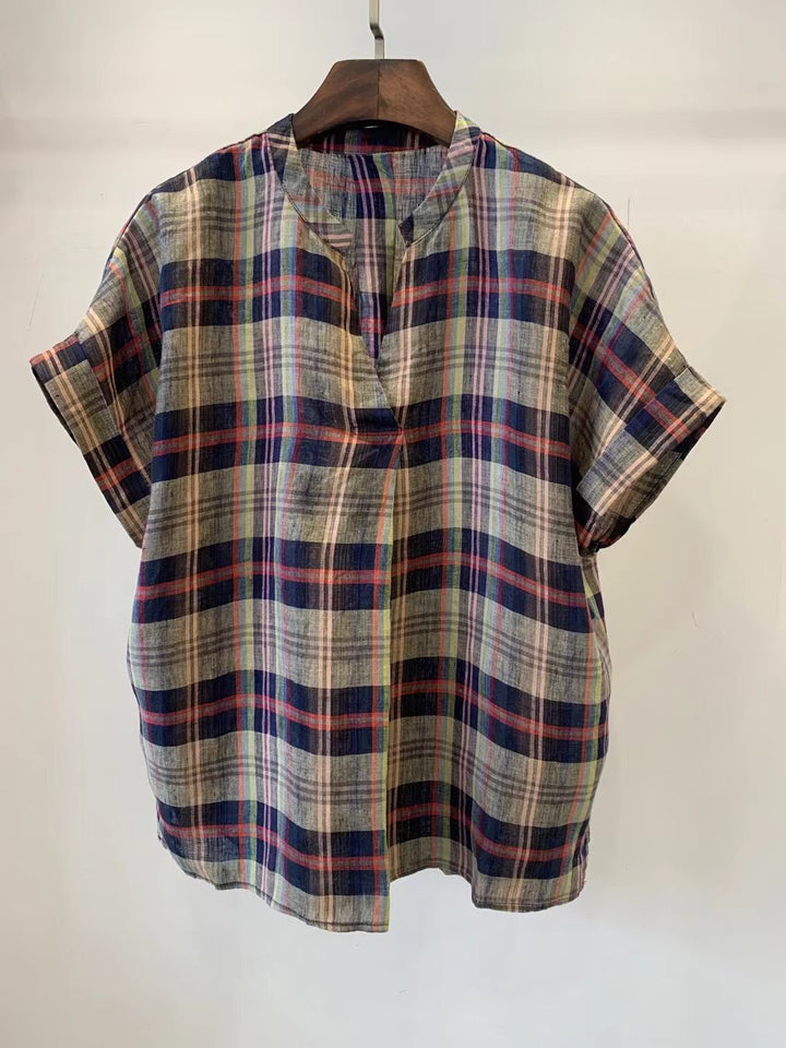 Femme Relaxed Fit Kortærmet Skakbluse Stilla