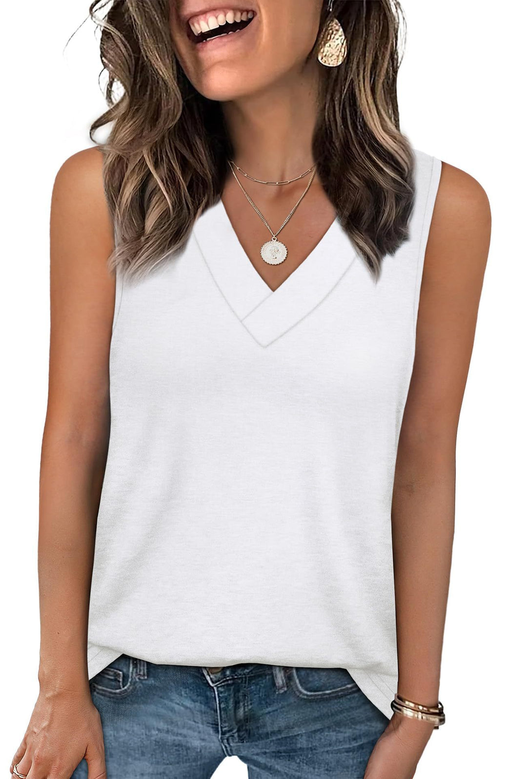 Dame Relaxed Fit V-Udskæring Tanktop Stilla