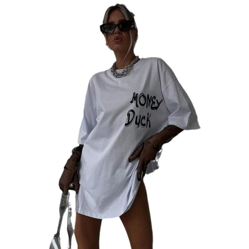 Dame T-shirt med kreativt cartoon-motiv og løs pasform Stilla