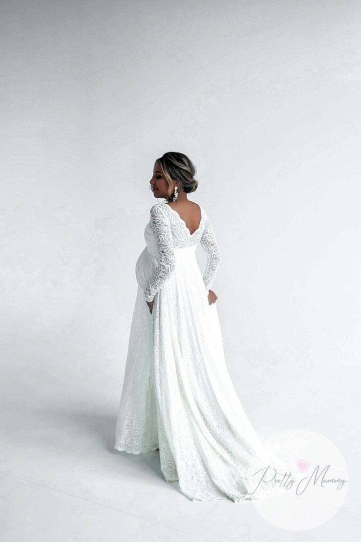 Dame Elegant Langærmet Graviditetskilt Stilla 1752657169