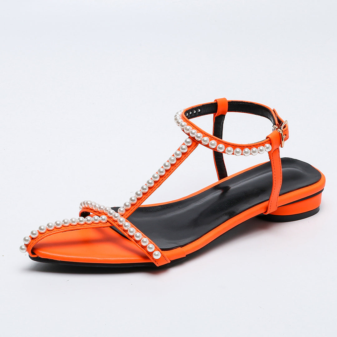 Dame sandaler med elegante perledetaljer Stilla