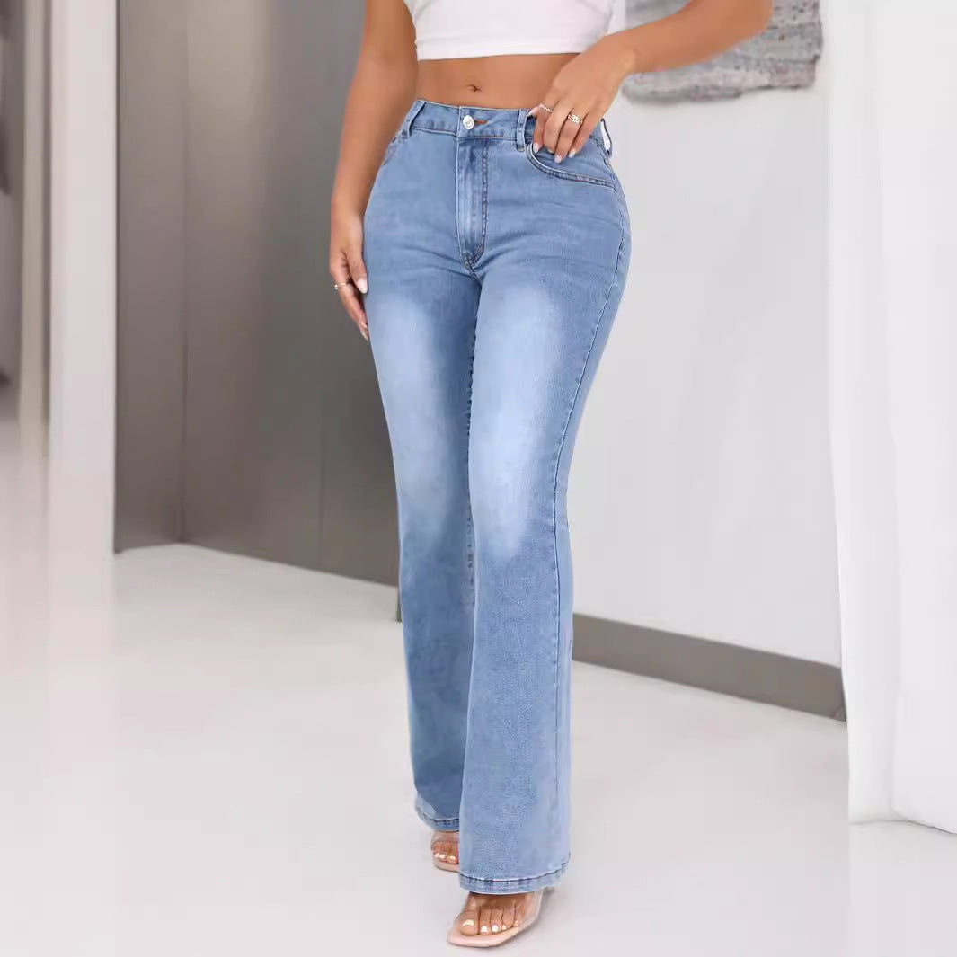 Kvinders Bootcut Jeans med Høj Talje og Unikt Design Stilla