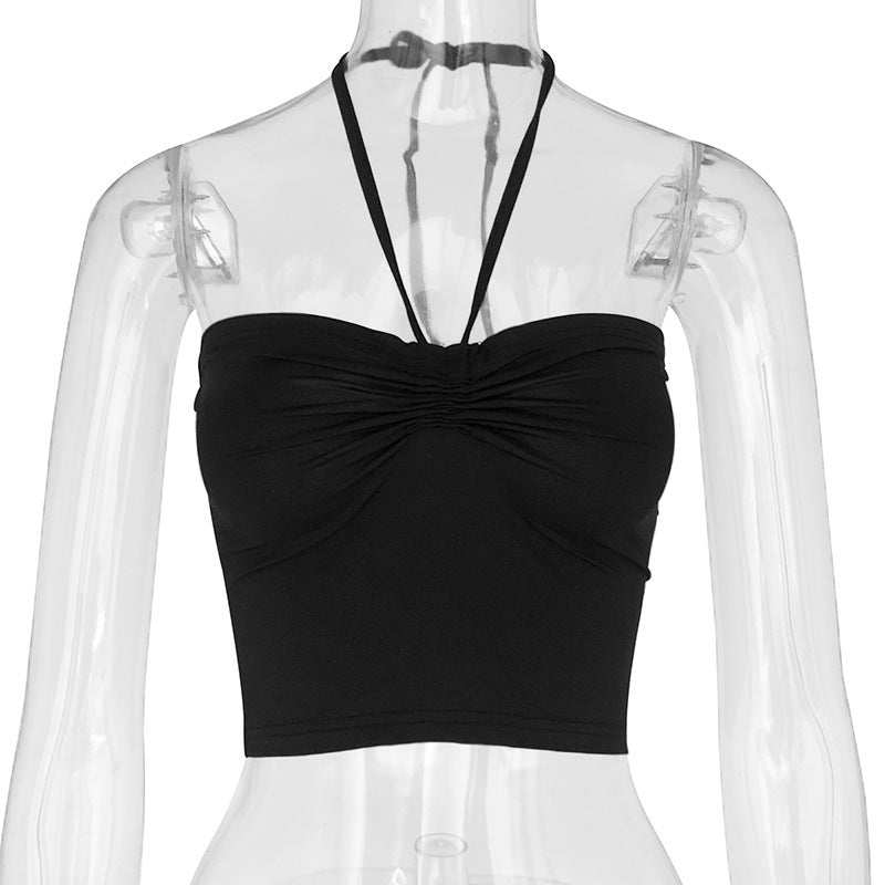 Dame off-shoulder top med rynket detalje Skovae