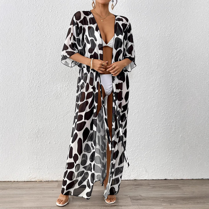 Dame elegant Kaftan med moderne dyremønster Stilla