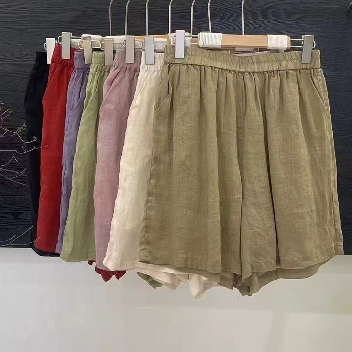 Dame Relaxed Fit Højtaljede Lærred Shorts Stilla