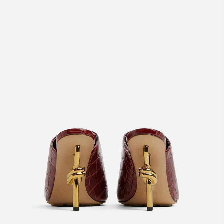 Femme Åbne Tå Chunky Heel Mules med Dekorativ Knote Detalje Stilla