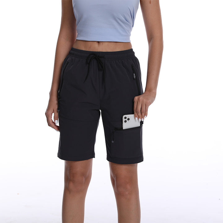 Dame Sporty shorts med praktiske lynlåslommer og justerbar talje Stilla