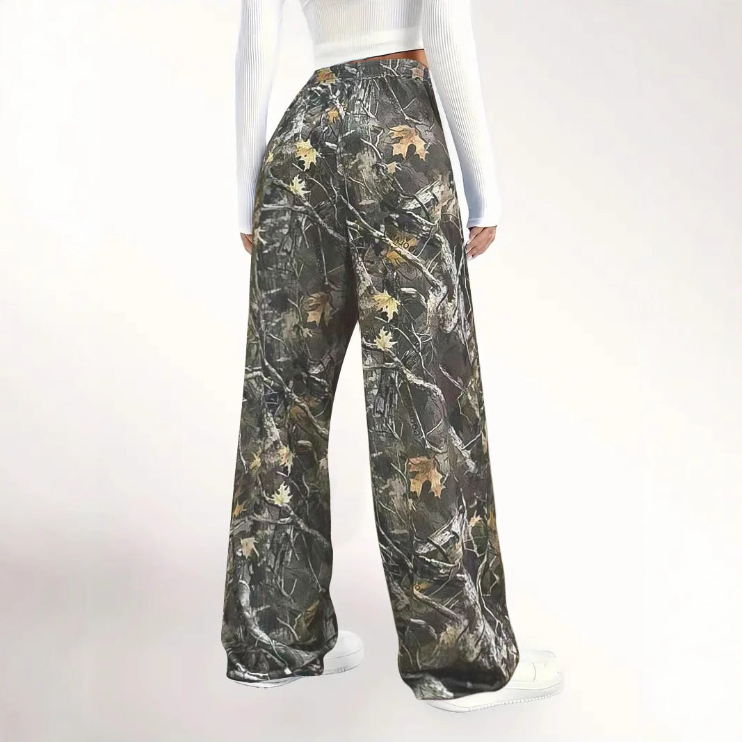 Dame Loose Camouflage-Bukser med elastisk talje og snøre Stilla