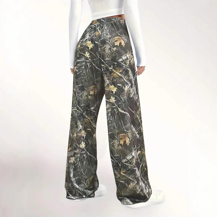 Dame Loose Camouflage-Bukser med elastisk talje og snøre Stilla