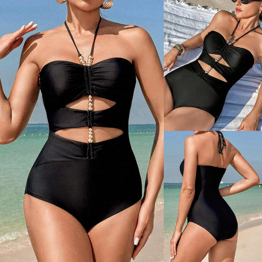 Dame ét-stykke badedragt med raffineret cut-out og elegant indpakningsdetalje Stilla